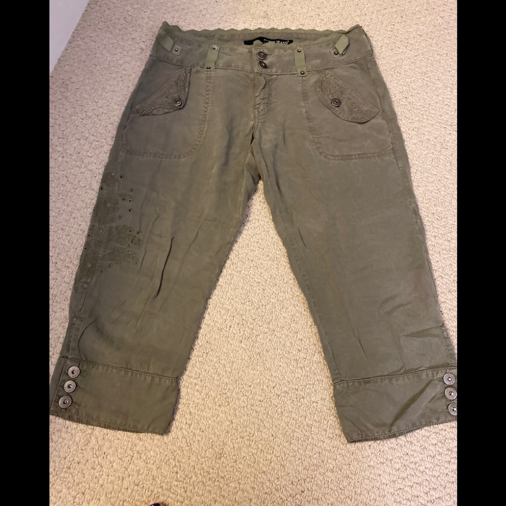 Pair of soft embroidered a capris by Guess.